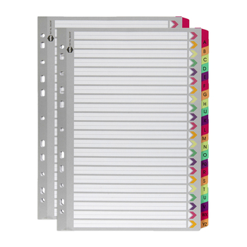 2PK Marbig A-Z Tab Fluoro A4 Ring Binder Plastic Divider Organiser