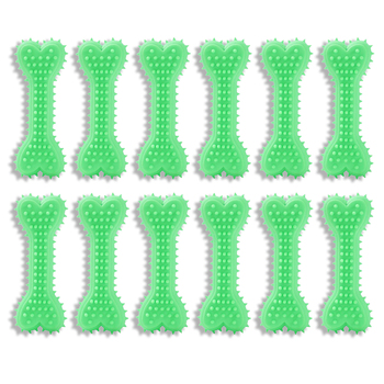 12x Paws & Claws Rubber Spikey Bone Pet Dental Toy Assorted