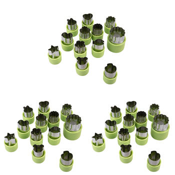 3x 12pc Appetito Fruit & Vegetable Cutters Set Shapes Green