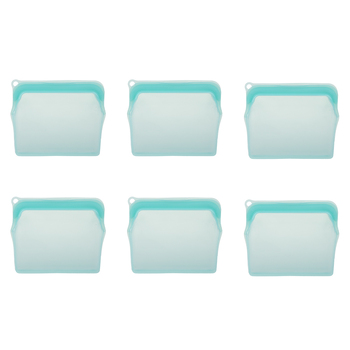 6PK Appetito Silicone Medium Food Storage Bag 470ml Aqua