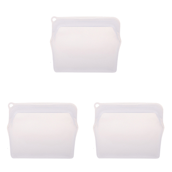3PK Appetito Silicone Medium Food Storage Bag 470ml White
