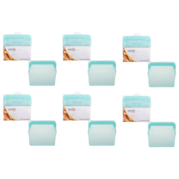 6PK Appetito Silicone Large Food Storage Bag 900ml Aqua