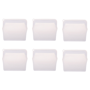 6PK Appetito Silicone Large Food Storage Bag 900ml White