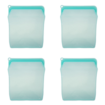 4PK Appetito Silicone Extra Large Food Storage Bag 1960ml Aqua