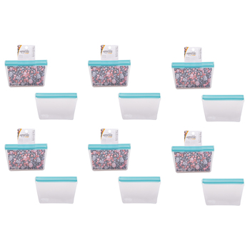 6PK Appetito 2 Cup/500ml Reusable Fridge/Freezer Stand-Up Bag Blue