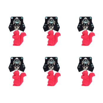 6x Paws & Claws Geo Latex Squeaky Animal Teether Toy Set Assorted