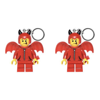 2PK Lego Minifigures Cute Little Devil Keychain LED Light 3.9x4cm - Red 6y+