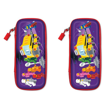 2PK Lego Mini Figures Moulded Pencil Case Space Bus Kids Play Toy 6y+