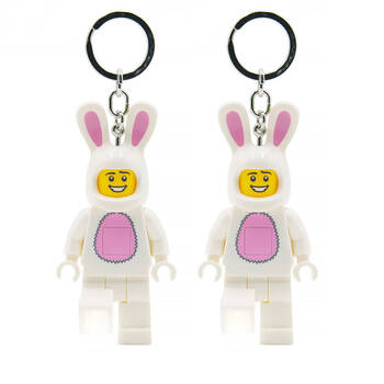 2PK Lego Brick Mini Keychain Light Bunny Hanging Accessory Key Ring Bag Charm