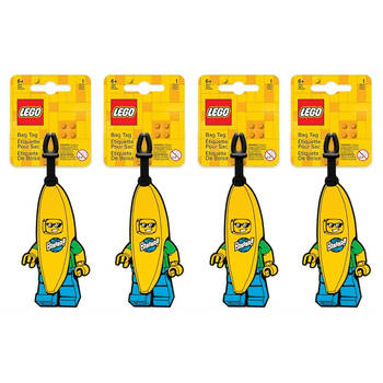 4PK Lego Banana Man Tag Keychain Hanging Accessory Key Ring Bag Charm 6y+