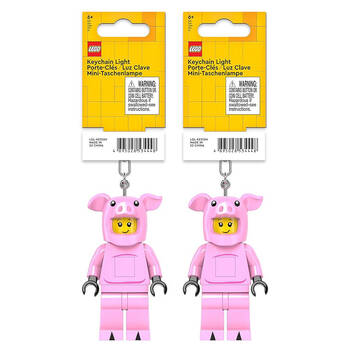 2PK Lego Brick Keychain Light Piggy Girl Hanging Accessory Key Ring Bag Charm