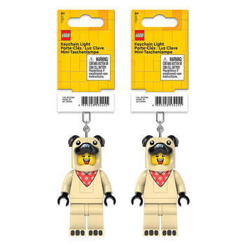 2PK Lego Brick Mini Keychain Light Pug Hanging Accessory Key Ring Bag Charm