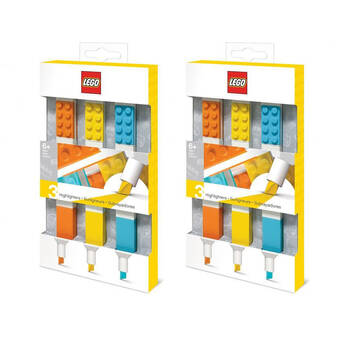 2x 3pc Lego Highlighter Pen Set Kids/Children Writing Stationery 6y+