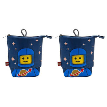 2PK Lego Spaceman Blue Pop Pencil Case Organiser Kids School Stationery