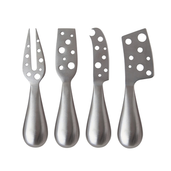 4pc Salt & Pepper Fromage Cheese Knife Set Stainless Steel - Silver