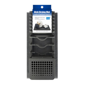 Grand Fusion Microfibre Dish Drying Mat w/ 3 Section Rack 51x39cm Charcoal