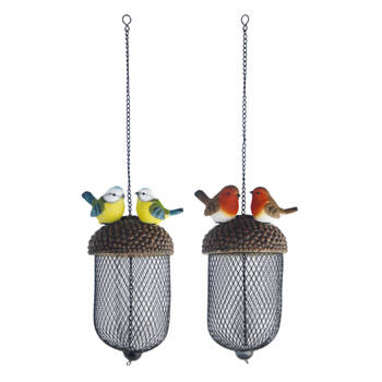 2pc Esschert Design Acorn Bird Feeder Garden Decor 22.2cm Black