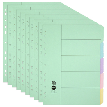 10PK Marbig Pastel 5-Tab Manilla A4 Ring Binder Dividers