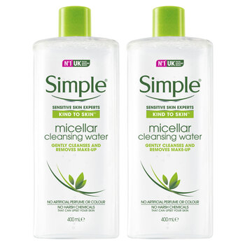 2PK Simple 400ml Micellar Cleansing Water Kind To Skin