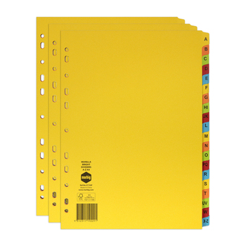 3PK Marbig Brights A-Z Tab Manilla A4 Ring Binder Dividers