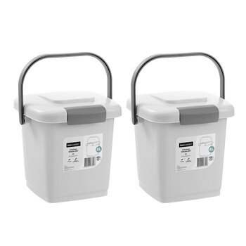 2PK Boxsweden 8L/26cm Kitchen Waste Bin w/ Handle - White