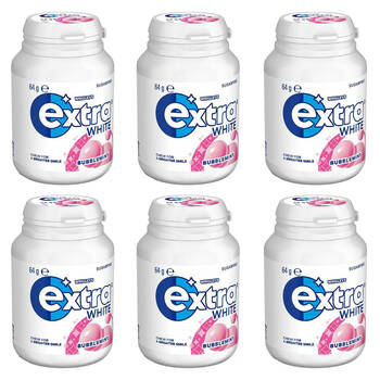 6PK Extra White Sugarfree Chewing Gum w/ Bubblemint Flavour 64g Confectionery