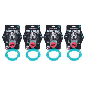 4PK Paws And Claws Tug N' Treat TPR Dog Toy 16x16x6cm Assorted Designs