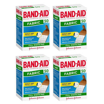 4PK 50pc Band-Aid Brand Adhesive Bandages Fabric Strips Wound Protection