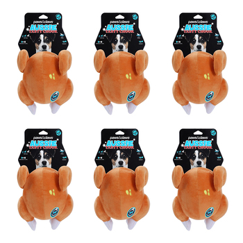 6PK Pawsnclaws 24cm Aussie Legends Roast Chook Dog/Pet Toy - Brown