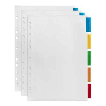 3PK Marbig 5-Tab Coloured A4 Manilla Dividers Insert Organiser