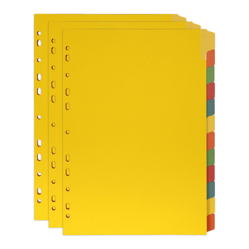 3PK Marbig Erasable 12-Tab Manilla Dividers A4 Binder Organiser