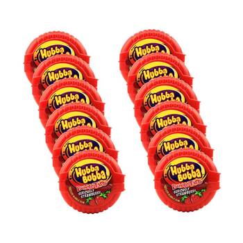 12PK Hubba Bubba Bubble Tape Seriously Strawberry Flavour 180cm