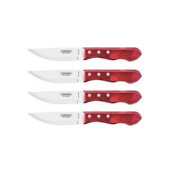 4pc Tramontina Rio Grande Steak Knife Kitchen Cutting Tool Set - Red