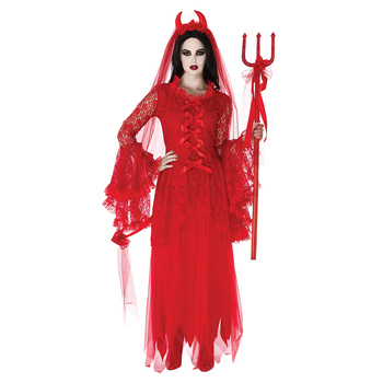 Villainous Veil Women Headpiece Adult Scary Head Costume Red