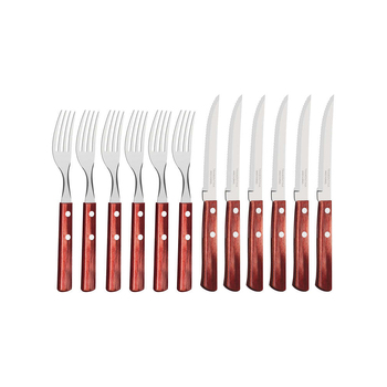 12pc Tramontina Steak Knife/Fork Home/Kitchen Cutting Tool Set - Red