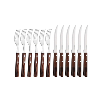 12pc Tramontina Steak Knife/Fork Home/Kitchen Cutting Tool Set - Brown