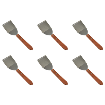 6PK R&M Stainless Steel Cookie & Brownie Spatula w/ Wood Handle/Tub