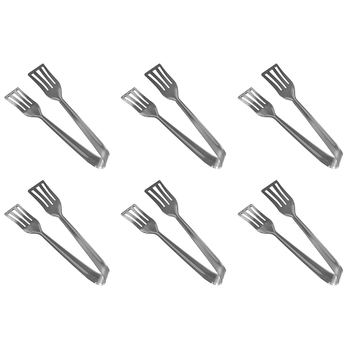 6PK R&M Stainless Steel Mini Serving Tongs Kitchenware - Silver