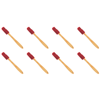 8PK R&M Silicone Mini Spatula w/ Wood Handle - Red