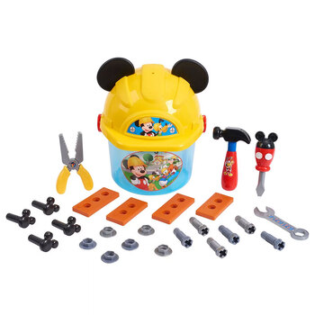 29pc Mickey Mouse Handy Helper Tool Bucket w/ Hard Hat Kids Toy 3y+