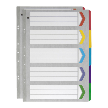 2PK Marbig 5-Tab A3 Portrait Plastic Tab Divider Organiser