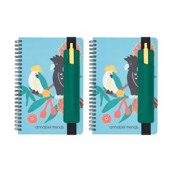 2PK Annabel Trends A5 160 Page Ruled Hard Cover Notebook W/ Spiral Binding Cockatoo