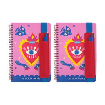 2PK Annabel Trends A5 160 Page Ruled Hard Cover Notebook W/ Spiral Binding Fiesta