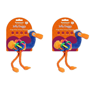 2PK Rosewood Tough Multi-Texture Flamingo Soft Plush w/ Rubber Pet Dog Toy Large