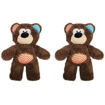 2PK Rosewood Tough Rope Core Bear Soft Plush Pet Dog Chewing Bite Play Toy Brown