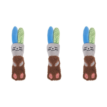 3x Rosewood Little Nippers Floppy Rabbit Pet Catnip Cat Toy Brown