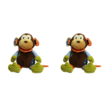 2PK Rosewood 25cm Mitchell Monkey Plush w/ Squeaker Pet Dog Interactive Chew Toy