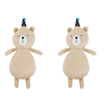 2PK Rosewood Pippa Party Bear w/ Squeaker Pet Dog Interactive Fun Play Toy Brown