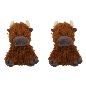 2PK Rosewood Tough Rope Core Cow Plush Pet Dog Outdoor Chew Bite Fetch Toy Brown
