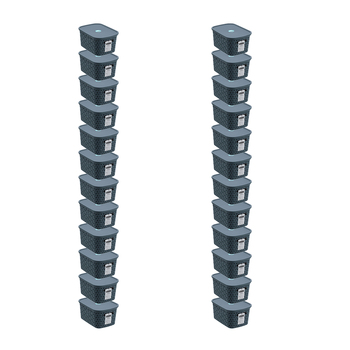 24PK Boxsweden Woven Rattan 3L/21.5cm Lidded Basket Storage - Assorted